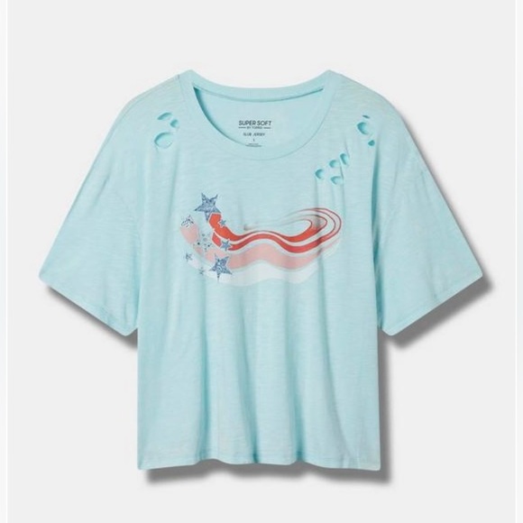 Torrid USA Relaxed Fit Super Soft Slub Crew Neck Crop Tee Size 00. (Medium) NWT - Picture 1 of 7